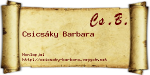 Csicsáky Barbara névjegykártya